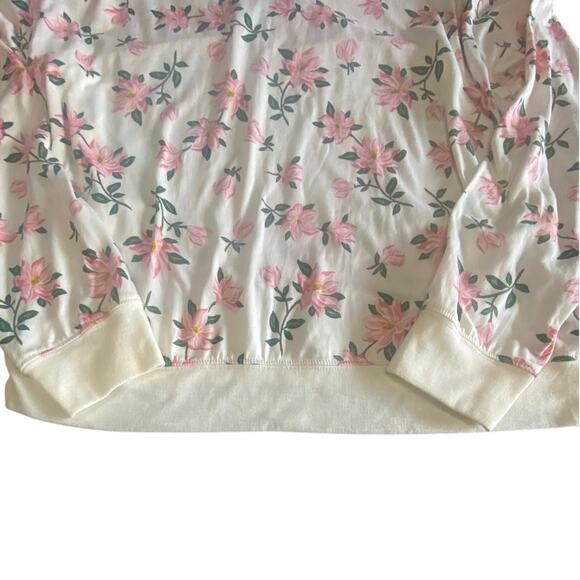 Draper James Floral Long Sleeve Sweatshirt Cream Pink Medium - Picture 3 of 6